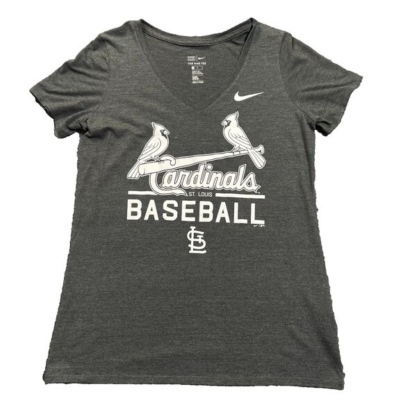 Nike St Louis Cardinals Shirt Womens Medium Athletic Cut MLB Baseball Grey Med - Picture 1 of 9